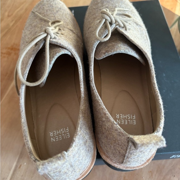 Eileen Fisher NIMS Felt Oatmeal Oxfords W11 • LIKE NIB • new dust bag included - Picture 7 of 17